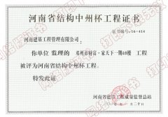 河南省结构中州杯工程证书